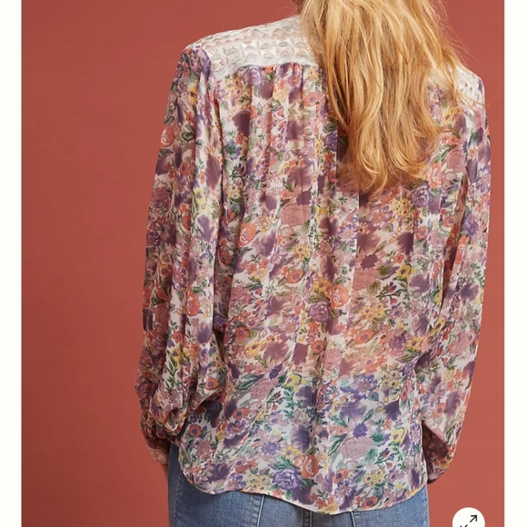 🆕 Anthropologie Ranna Gill Floral Long Sleeve Blouse. NWT - Picture 12 of 12